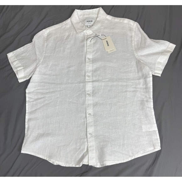 Jason Wu Other - Jason Wu Mens 100% Linen Short Sleeve Button Up Shirt White Large Casual NWT